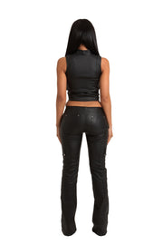 PRE-ORDER BLACK WET LOOK VEST BIKER CO-ORD