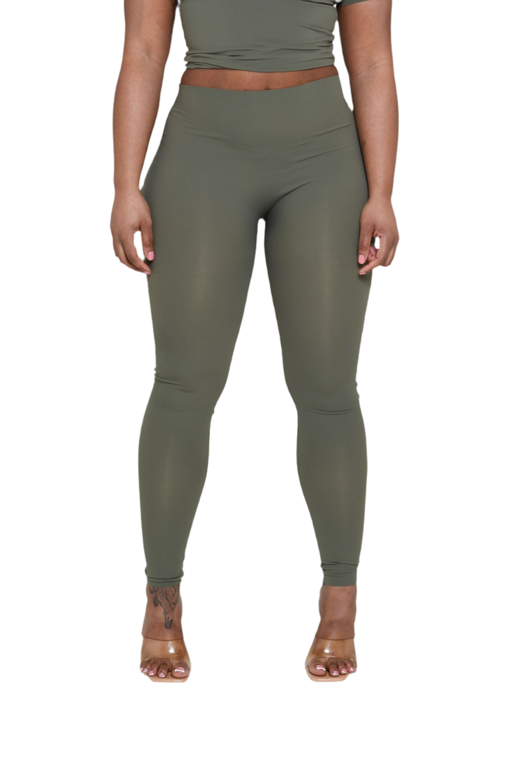 KHAKI SLINKY LEGGINGS blu reign