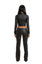 PRE-ORDER BLACK WET LOOK LONG SLEEVE BIKER CO-ORD