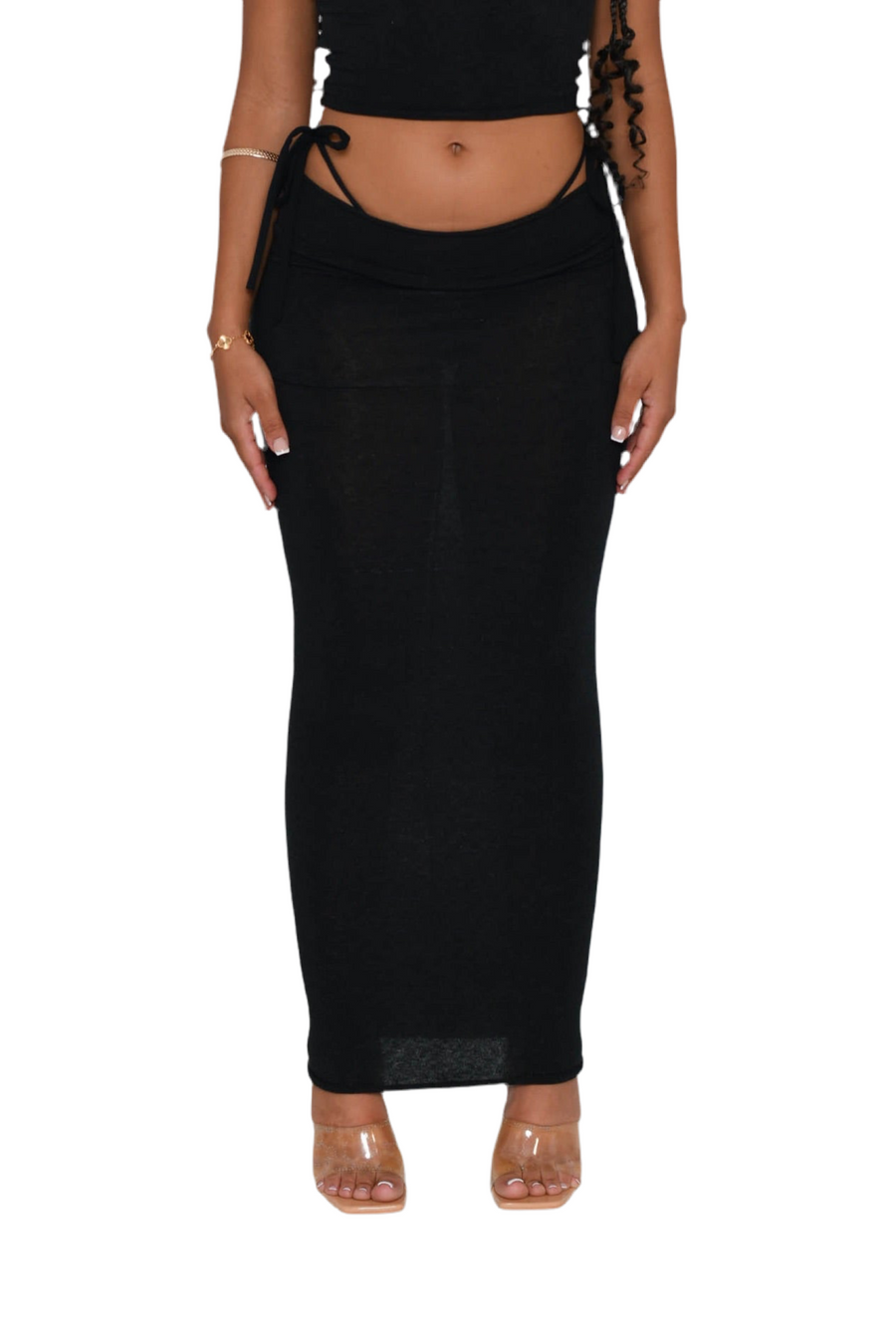 Black knit maxi skirt clearance