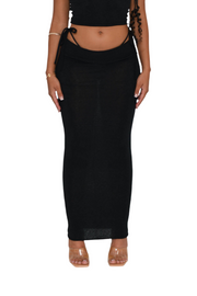 BLACK SOFT KNIT MAXI SKIRT