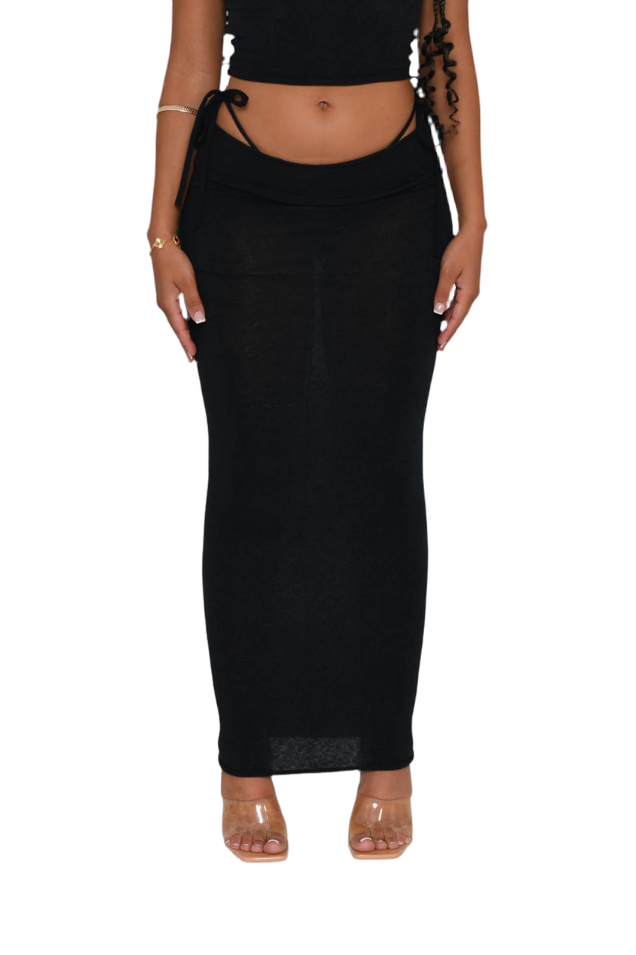 Black knit maxi skirt best sale