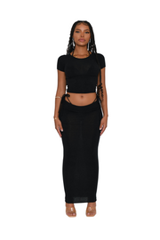 BLACK SOFT KNIT MAXI SET