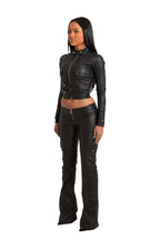 PRE-ORDER BLACK WET LOOK LONG SLEEVE BIKER CO-ORD