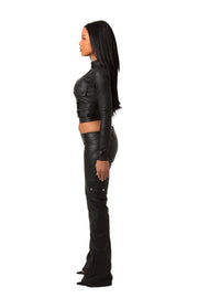 BLACK WET LOOK LONG SLEEVE BIKER CO-ORD