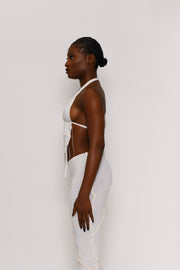 OFF-WHITE EXPOSED SEAM HALTER TOP