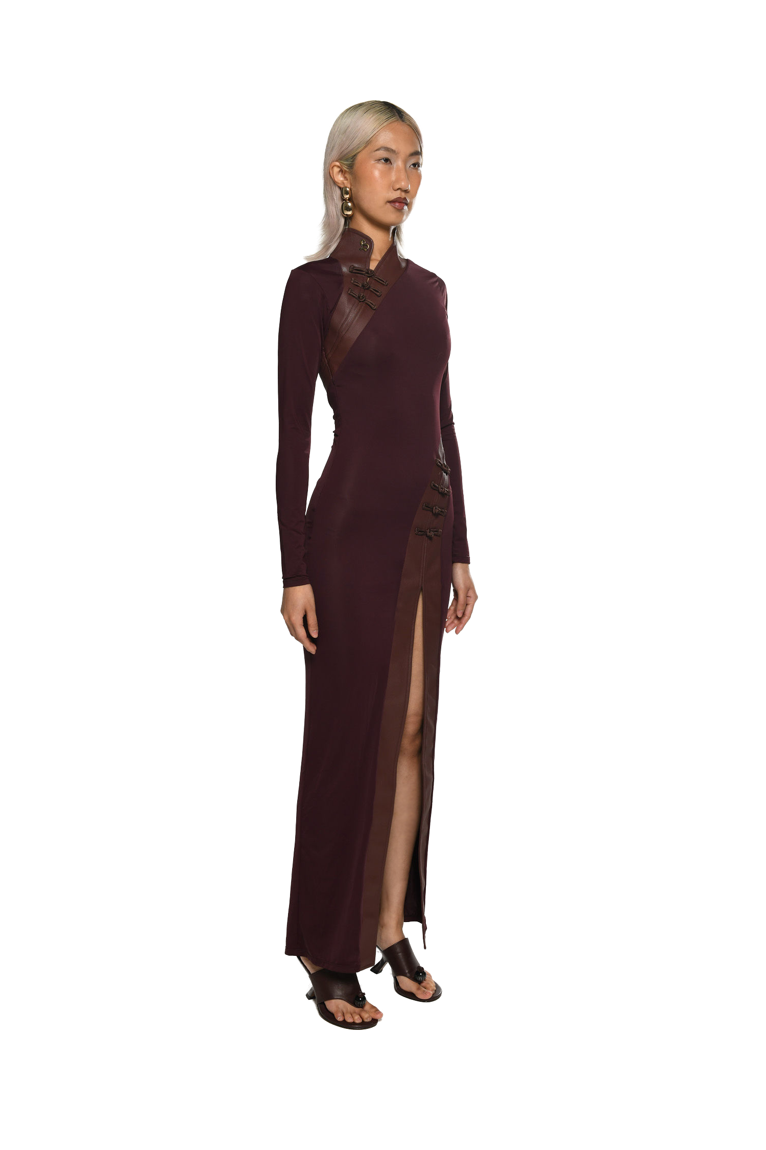 FIG QIPAO INSPIRED MAXI DRESS