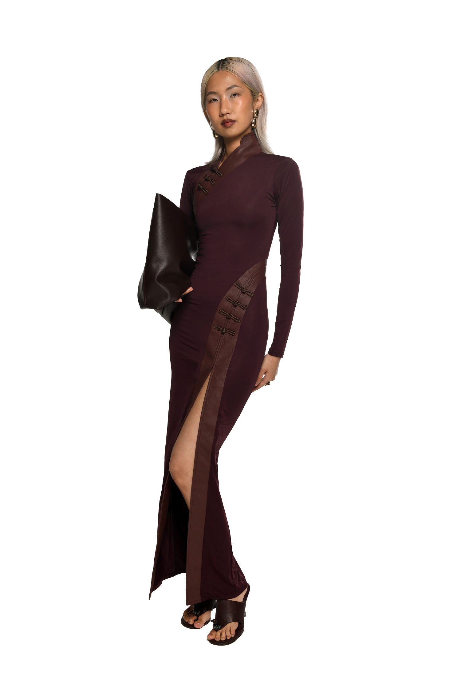 FIG QIPAO INSPIRED MAXI DRESS