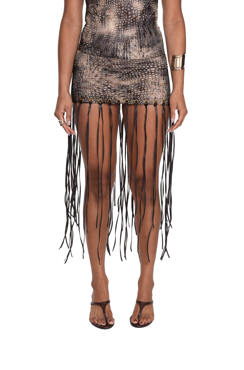 CROC CONTRAST TASSEL SKIRT