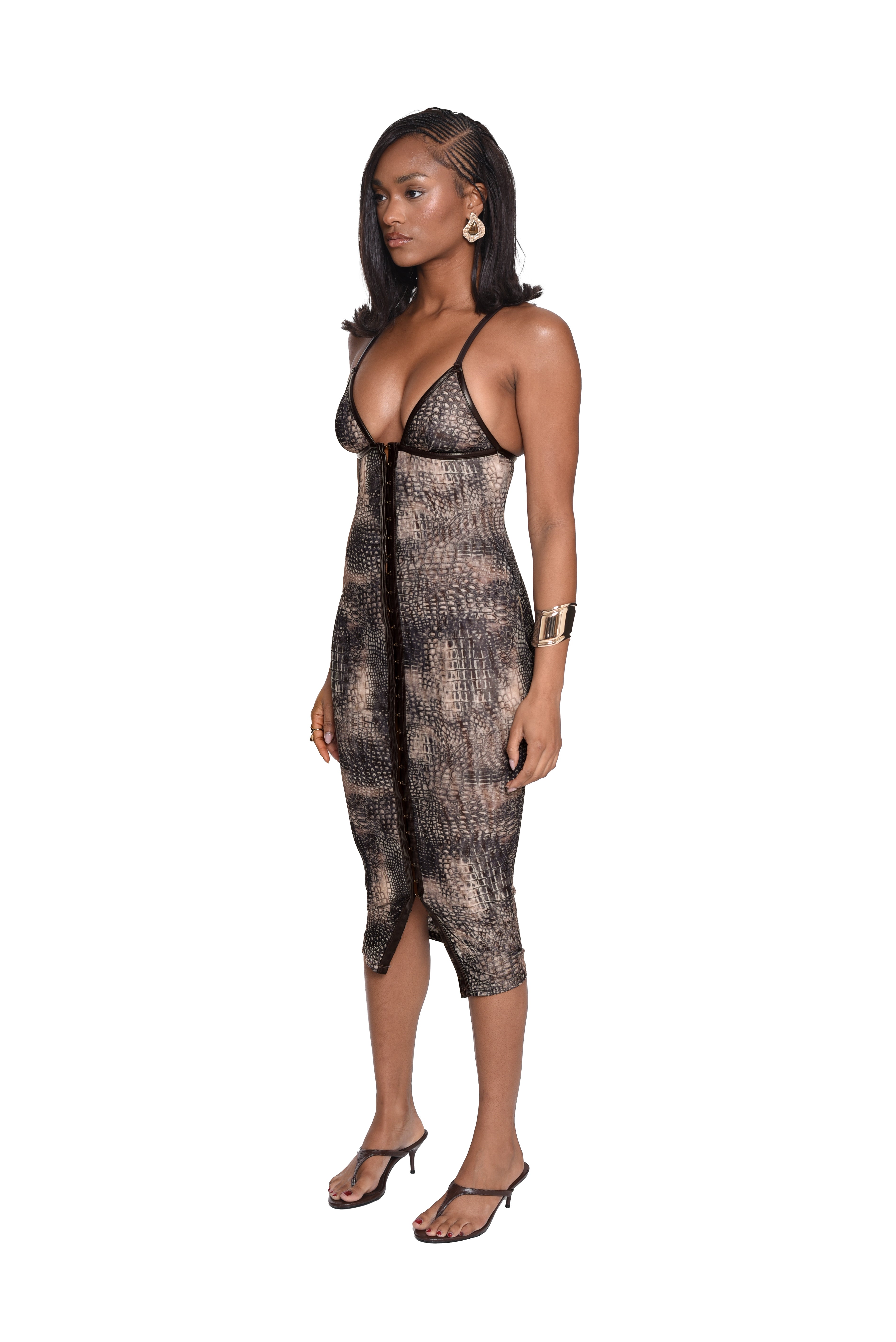 CROC CONTRAST MIDI DRESS