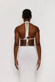 OFF-WHITE EXPOSED SEAM HALTER TOP