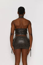 Load image into Gallery viewer, BROWN VINTAGE LOOK FAUX LEATHER LACE UP CORSET
