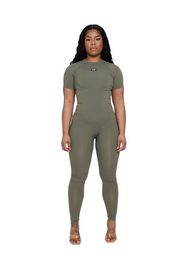 KHAKI SLINKY TOP & LEGGINGS SET