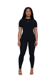 BLACK SLINKY TOP & LEGGINGS SET