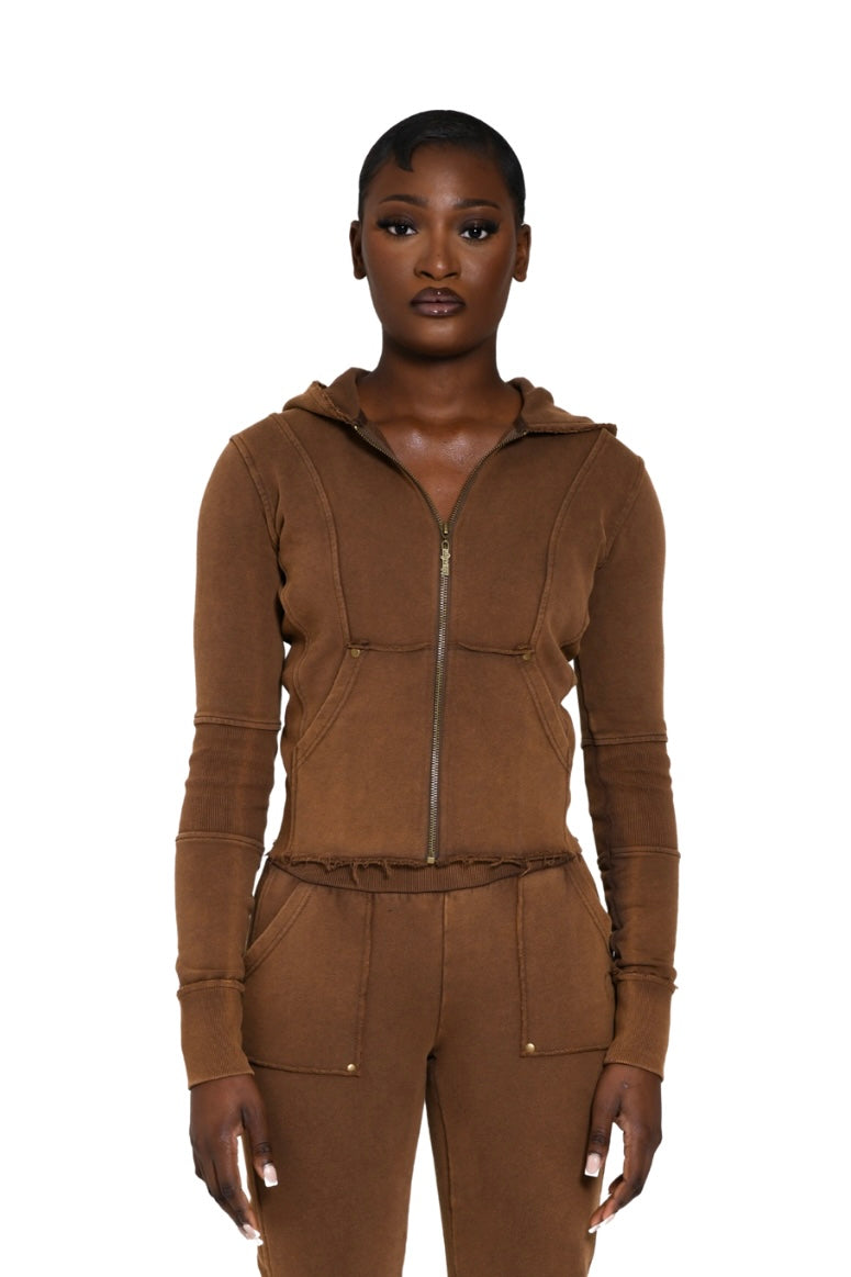 TERRAFORM FITTED HOODIE - CHESTNUT