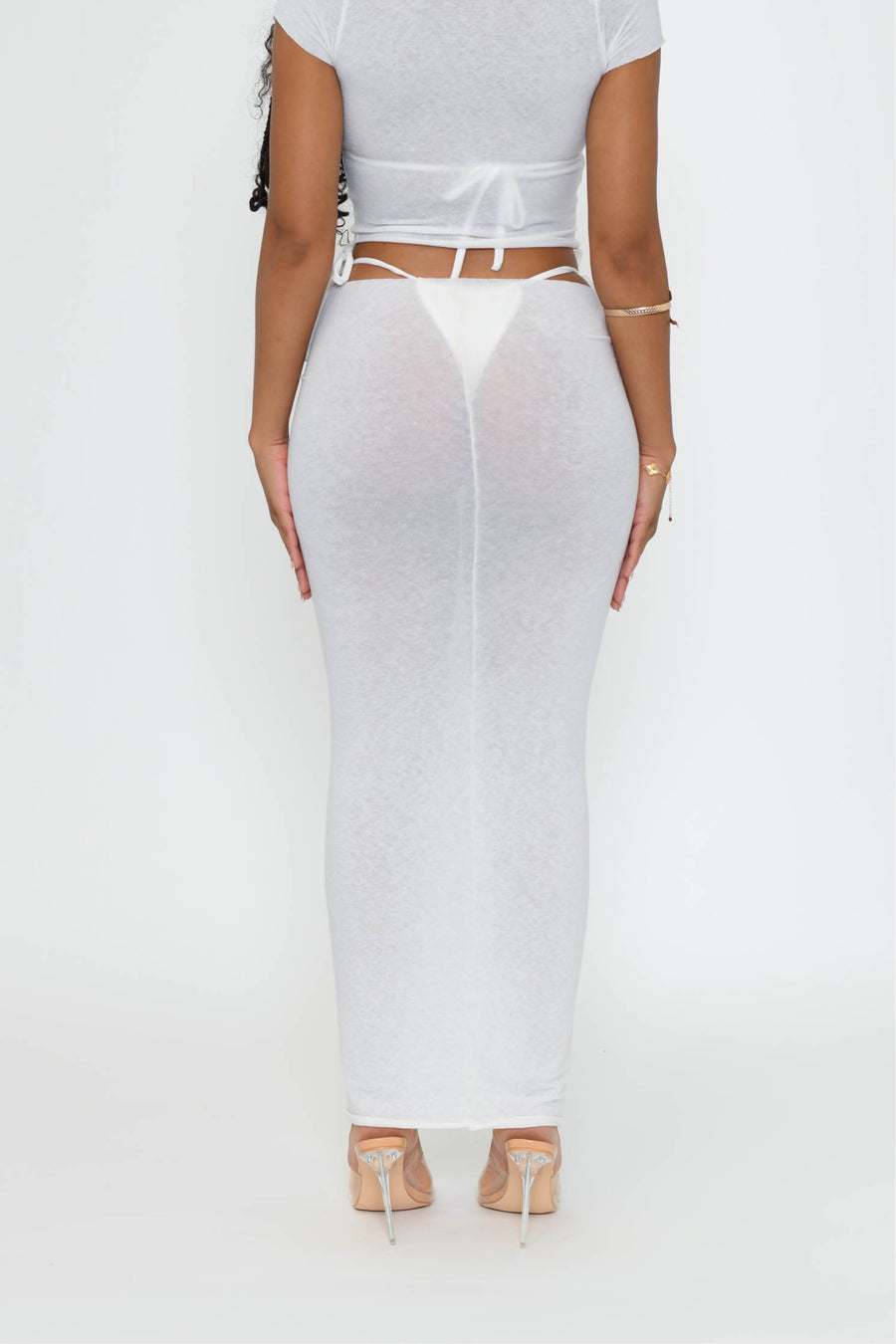 OFF-WHITE SOFT KNIT MAXI SKIRT