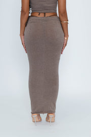 BROWN SOFT KNIT MAXI SKIRT