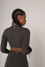 Load image into Gallery viewer, CHARCOAL BRAID DETAIL STIRRUP CROP
