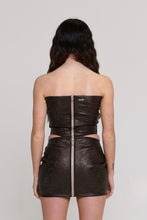 Load image into Gallery viewer, BROWN MARBLED FAUX LEATHER CORSET
