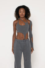 Load image into Gallery viewer, CHARCOAL SOFT KNIT ASYMMETRIC TOP

