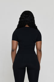 BLACK SLINKY S/SLEEVE TOP