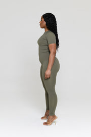 KHAKI SLINKY TOP & LEGGINGS SET