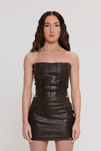 Load image into Gallery viewer, BROWN MARBLED FAUX LEATHER CORSET
