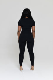 BLACK SLINKY TOP & LEGGINGS SET