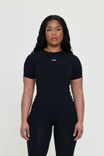Load image into Gallery viewer, BLACK SLINKY S/SLEEVE TOP
