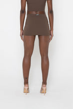 Load image into Gallery viewer, BROWN SLINKY LOW RISE MINI SKIRT
