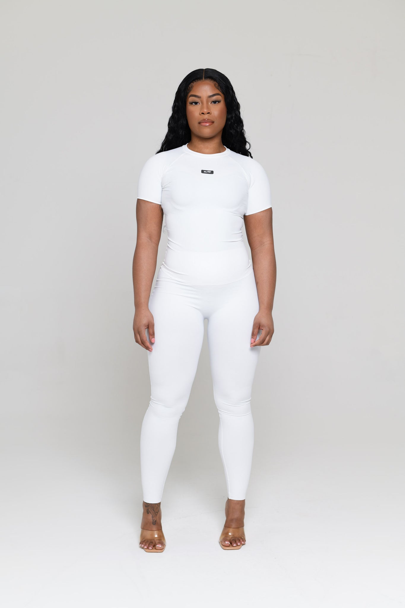 WHITE SLINKY TOP & LEGGINGS SET